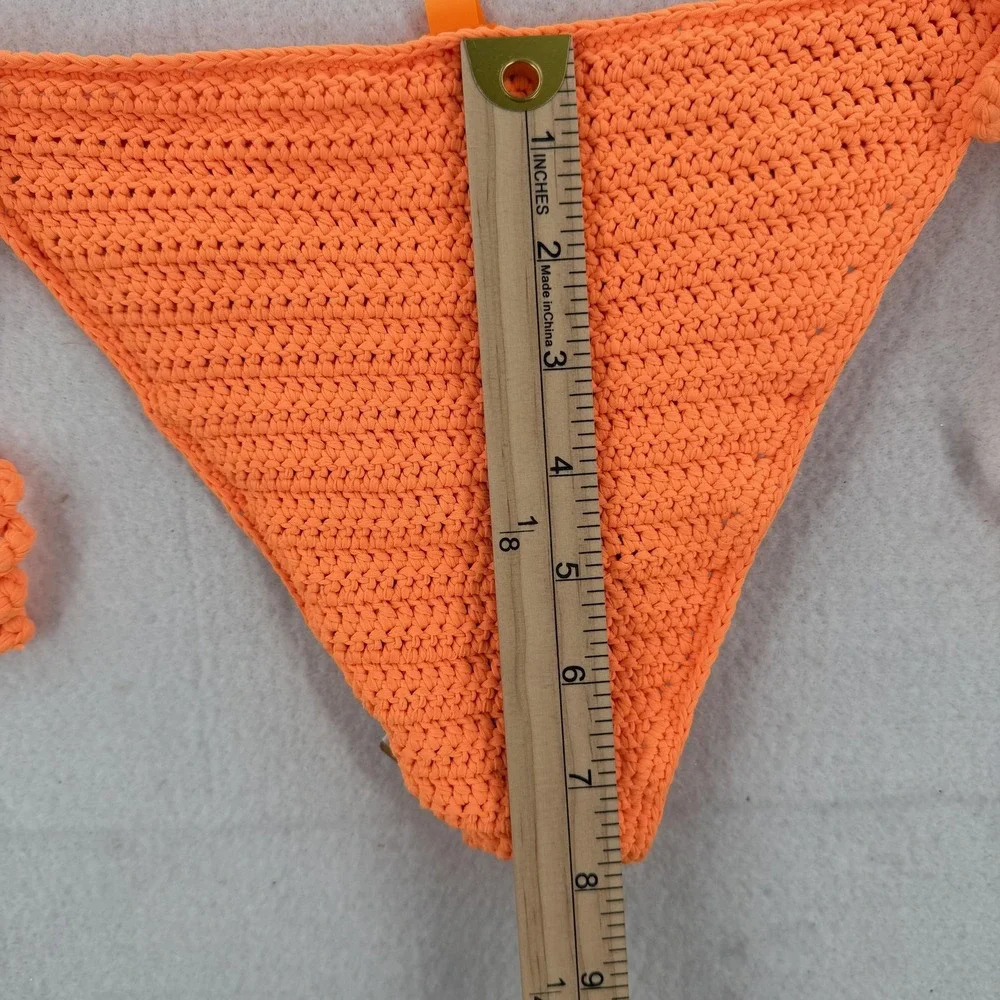 Skims Bikini Bottom Womens Large Orange Crochet‎ Swim Beach Tie Side BB-BRF-2812